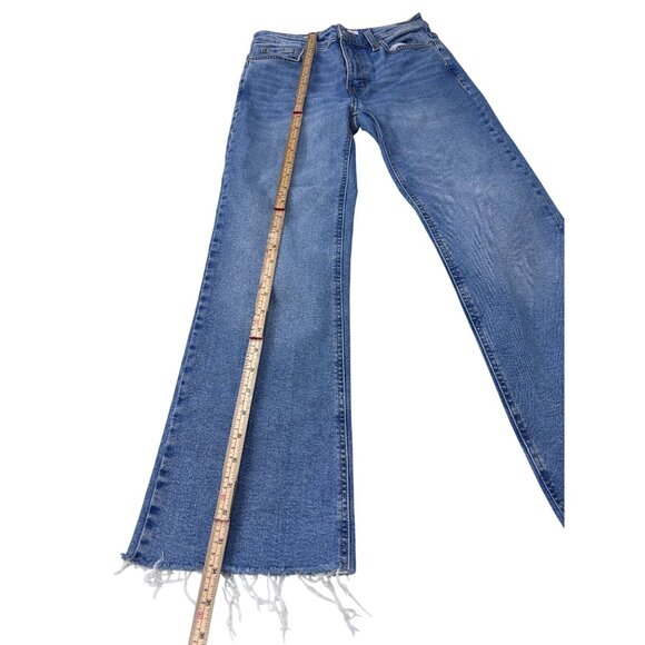 MNG Sienna Womens Wide-Leg Frayed Hem Blue Denim Jeans EUR 36 USA 4 - Picture 5 of 11